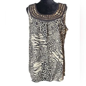 SW Studio Works Animal Print Sleeveless Shirt